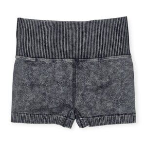 Zenana Washed Seamless High-Waisted Ribbed Shorts L/XL Gray